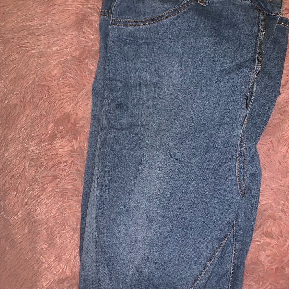 Medium blue straight leg skinny jeans